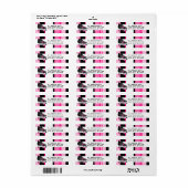 ローラースケートブラックとピンク差出人住所ラベル ラベル (フルシート)