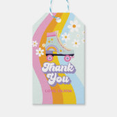 ローラースケートレトロレインボー誕生日ギフトラベル ギフトタグ (正面)