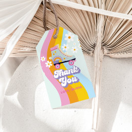 ローラースケートレトロレインボー誕生日ギフトラベル ギフトタグ