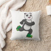 ローラースケート付きインラインスケーターとしてのパンダ クッション (ブランケット)