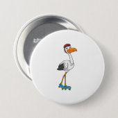 ローラースケート付きインラインスケーターとしてストーク 缶バッジ (正面&裏面)