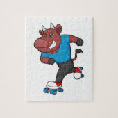 ローラースケート付きインラインスケートで滑るでブル ジグソーパズル (縦)