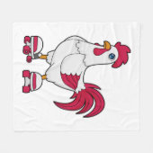 ローラースケート付きインラインスケートで滑るのルースター フリースブランケット (正面(横))