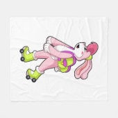 ローラースケート付きウサギ フリースブランケット (正面(横))