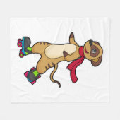 ローラースケート付きスケーターとしてのメルカット フリースブランケット (正面(横))