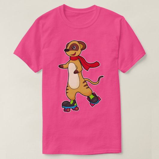 ローラースケート付きスケーターとしてのメルカット Tシャツ (デザイン正面)