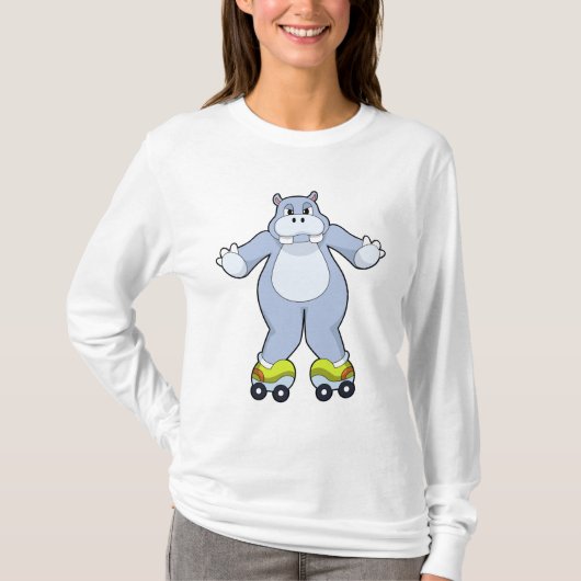 ローラースケート付きヒッポ Tシャツ (正面)
