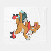 ローラースケート付き犬 フリースブランケット (正面(横))