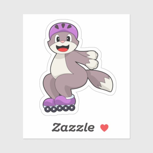 ローラースケート付き猫 シール (シート)