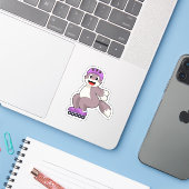 ローラースケート付き猫 シール (ノートパソコンとiPhone)