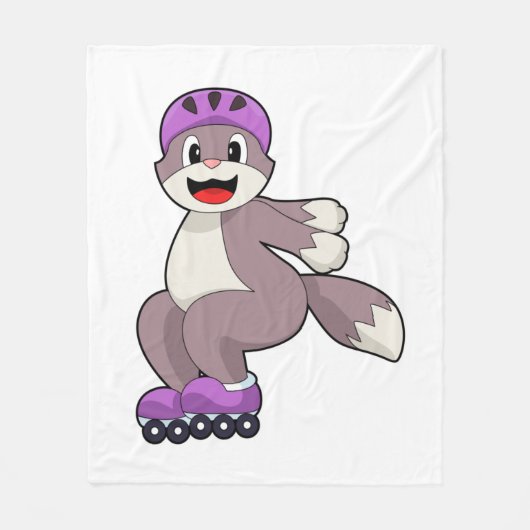 ローラースケート付き猫 フリースブランケット (正面)