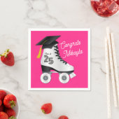 ローラースケート卒業パーティースケートで滑るピンク スタンダードカクテルナプキン (インサイチュ)