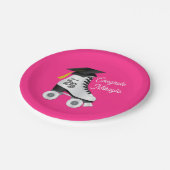 ローラースケート卒業パーティースケートで滑るピンク ペーパープレート (アングル)
