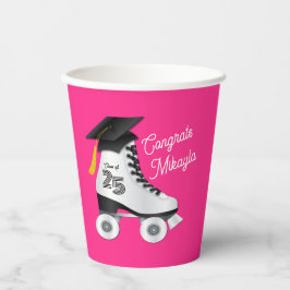 ローラースケート卒業パーティースケートで滑るピンク 紙コップ