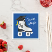 ローラースケート卒業パーティースケートで滑るリンク青 スタンダードカクテルナプキン (インサイチュ)