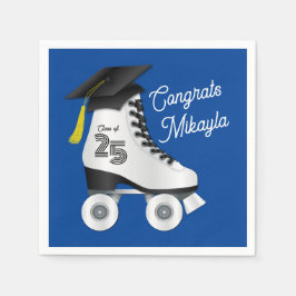 ローラースケート卒業パーティースケートで滑るリンク青 スタンダードカクテルナプキン
