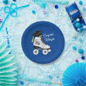 ローラースケート卒業パーティースケートで滑るリンク青 ペーパープレート (パーティー)