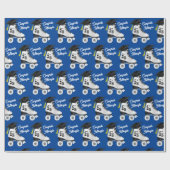 ローラースケート卒業パーティースケートで滑るリンク青 ラッピングペーパー (フラット)