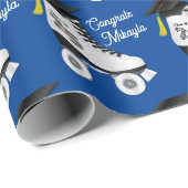 ローラースケート卒業パーティースケートで滑るリンク青 ラッピングペーパー (ロールコーナー)