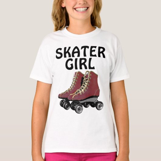 ローラースケート女子Tシャツ、スケーター女子 Tシャツ (正面)