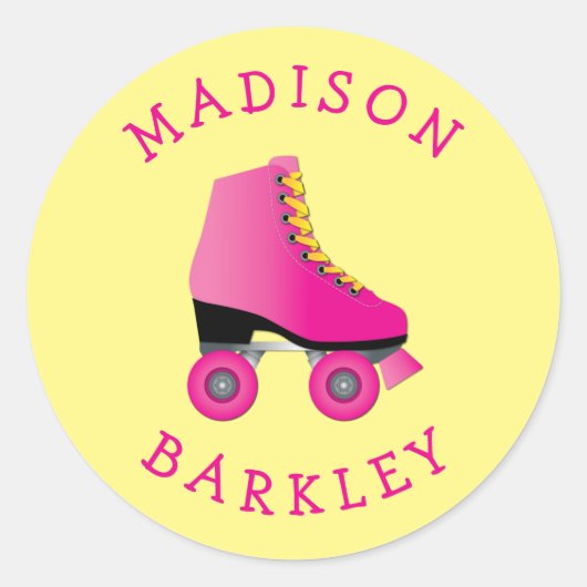 ローラースケート子供かわいいスケートで滑るシール ラウンドシール (正面)