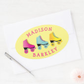 ローラースケート子供かわいいスケートで滑るシール 楕円形シール (封筒)