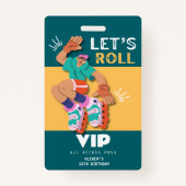 ローラースケート少年誕生日パーティー招待VIP バッジ (正面)