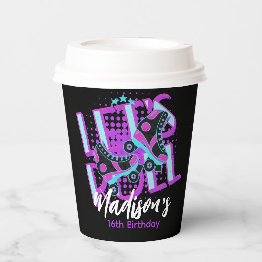 ローラースケート甘い16テーマ誕生日パーティー 紙コップ (正面)