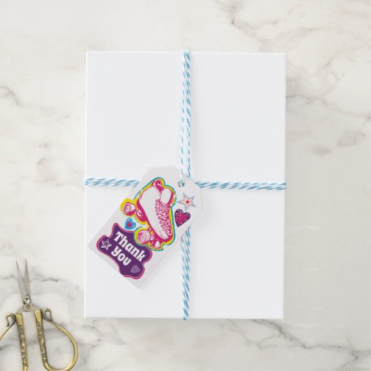 ローラースケート誕生日パーティーありがとうメッセージカード ギフトタグ (より糸付き)