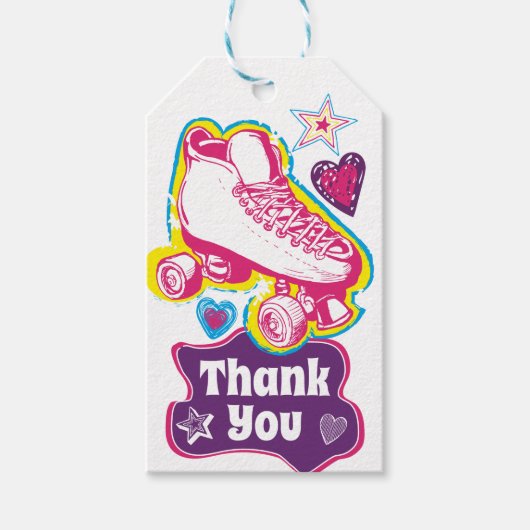 ローラースケート誕生日パーティーありがとうメッセージカード ギフトタグ (正面)