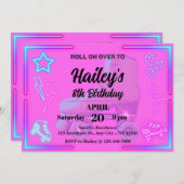 ローラースケート誕生日パーティーへの招待 招待状 (正面/裏面)