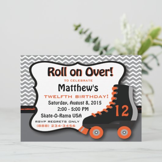 ローラースケート誕生日パーティーへの招待 招待状 (スタンド正面)