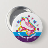 ローラースケート誕生日パーティーピンバックボタン 缶バッジ (正面&裏面)