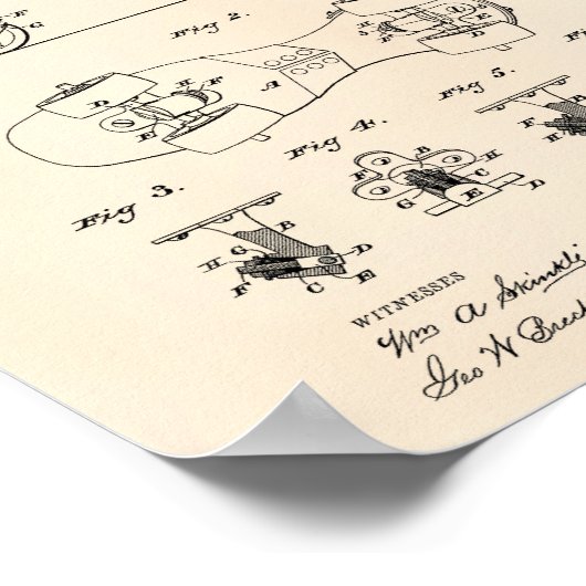 ローラースケート1879特許芸術オールドペッパー ポスター (角)