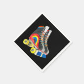 ローラースケート80年代のレトロなアート スタンダードカクテルナプキン (角)