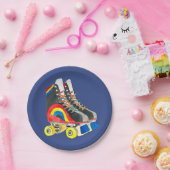 ローラースケート80年代のレトロなアート ペーパープレート (パーティー)