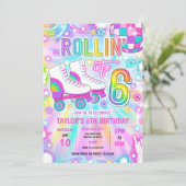 ローラースケート ネオン グロー 6歳 誕生日パーティー 招待状 (スタンド正面)