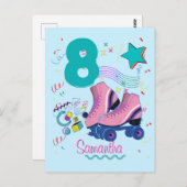 ローラースケート バースデー ガール レトロ スケーティング ポストカード (正面/裏面)