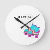 ローラースケート ラウンド壁時計 (正面)