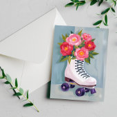 ローラースケート 薔薇の花束 絵画 ポストカード