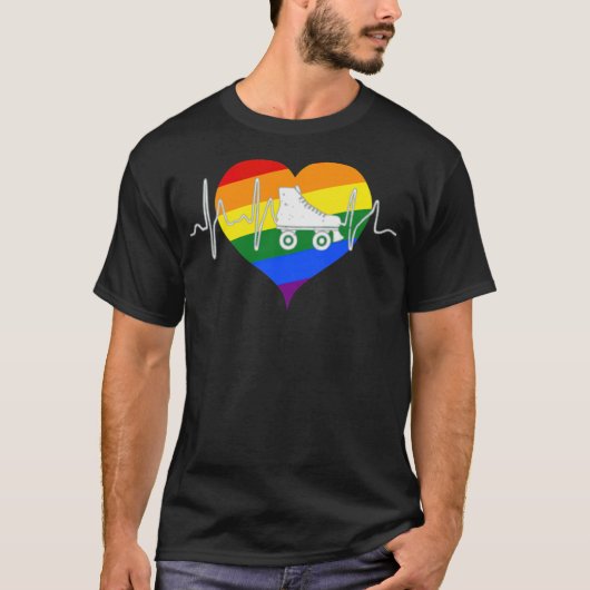 ローラースケートLGBTプライド Tシャツ (正面)