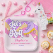 ローラースケー転がトスケートで滑る誕生日パーティー ペーパープレート (パーティー)