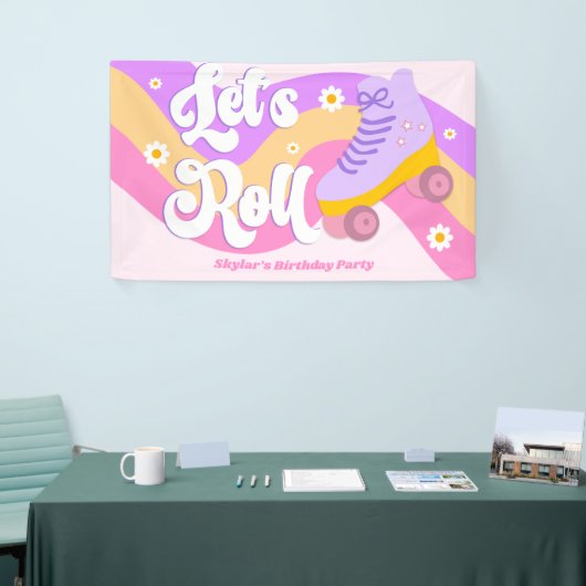 ローラースケー転がトスケートで滑る誕生日パーティー 横断幕 (トレードショー)