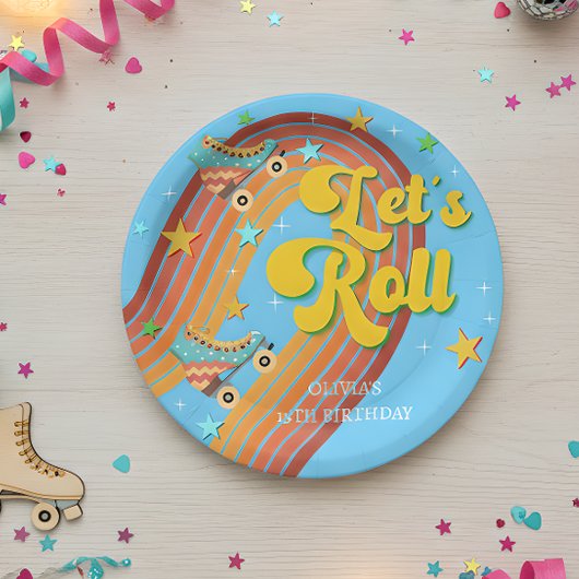 ローラースケー転がトレトロな虹 ペーパープレート