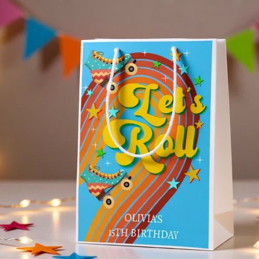 ローラースケー転がトレトロな虹 ミディアムペーパーバッグ