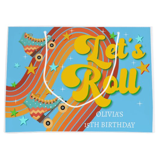 ローラースケー転がトレトロな虹 ラージペーパーバッグ (正面)