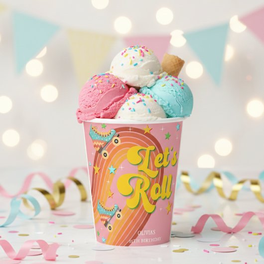 ローラースケー転がトレトロな虹 紙コップ