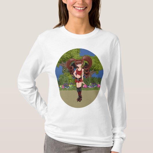 ローラーダービーアニメフェアリースケートで滑る Tシャツ (正面)