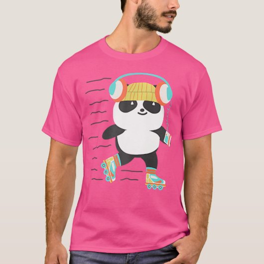 ローラーダービーパンダ ローラースケート Tシャツ (正面)