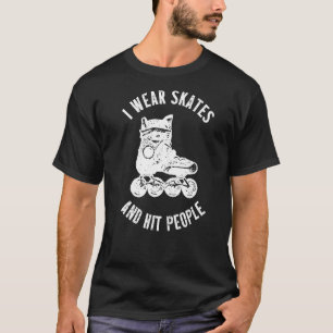 ローラーダービープレーヤースケートスケートで滑るチーム Tシャツ